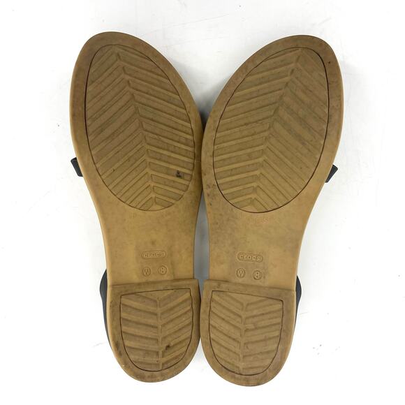 Crocs Rubber Slip-On Black Sandals 3-Bar Closed Back Waterproof Flats Size 8 - Picture 7 of 7